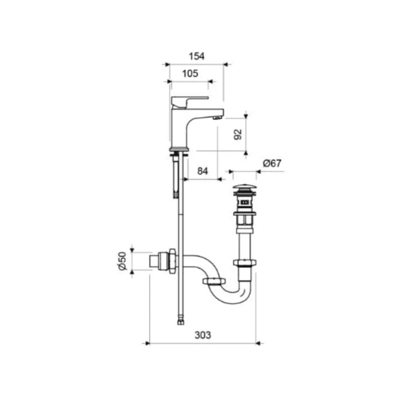 JGO.FV MONOC.CUADRADO P/LAVABO EDNA CROMO (E181/X5 CR)