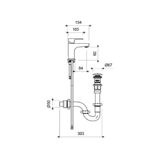 JGO.FV MONOC.CUADRADO P/LAVABO EDNA CROMO (E181/X5 CR)