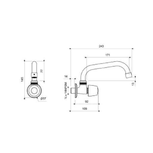 LLAVE FV PARED PICO ALTO-CAPRI-CR (E420.01/71 CR)