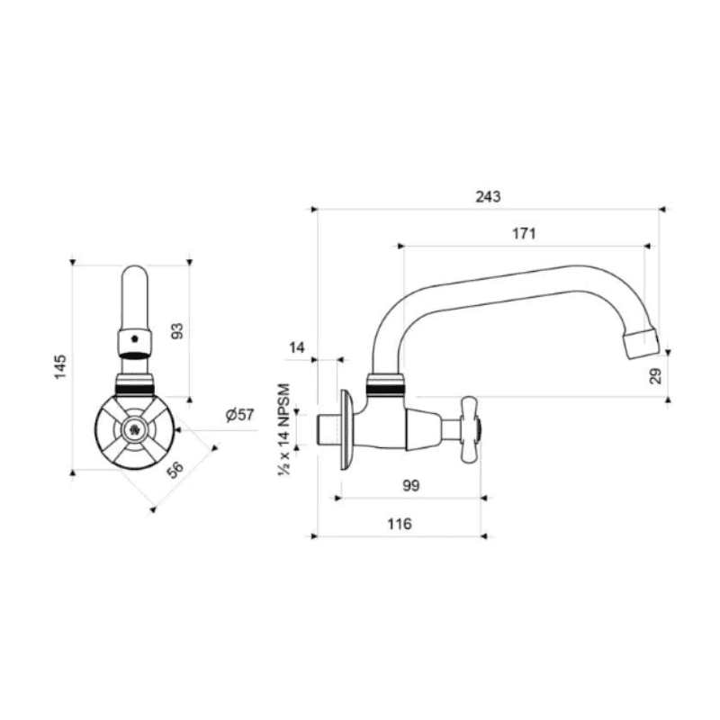 LLAVE FV PARED PICO ALTO-CRUX-CR (E420.01/Y4 CR)