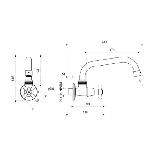 LLAVE FV PARED PICO ALTO-CRUX-CR (E420.01/Y4 CR)