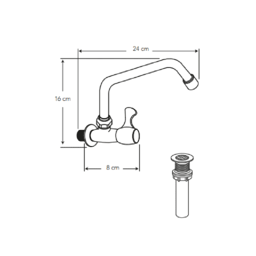 SHELBY LLAVE PARED PICO ALT COCINA CROMO