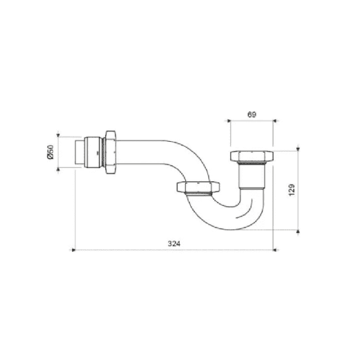 SIFON FV UNIV 1 1/2 PARA COCINA BLANCO (E240 RA 1 1/2 DH BL)