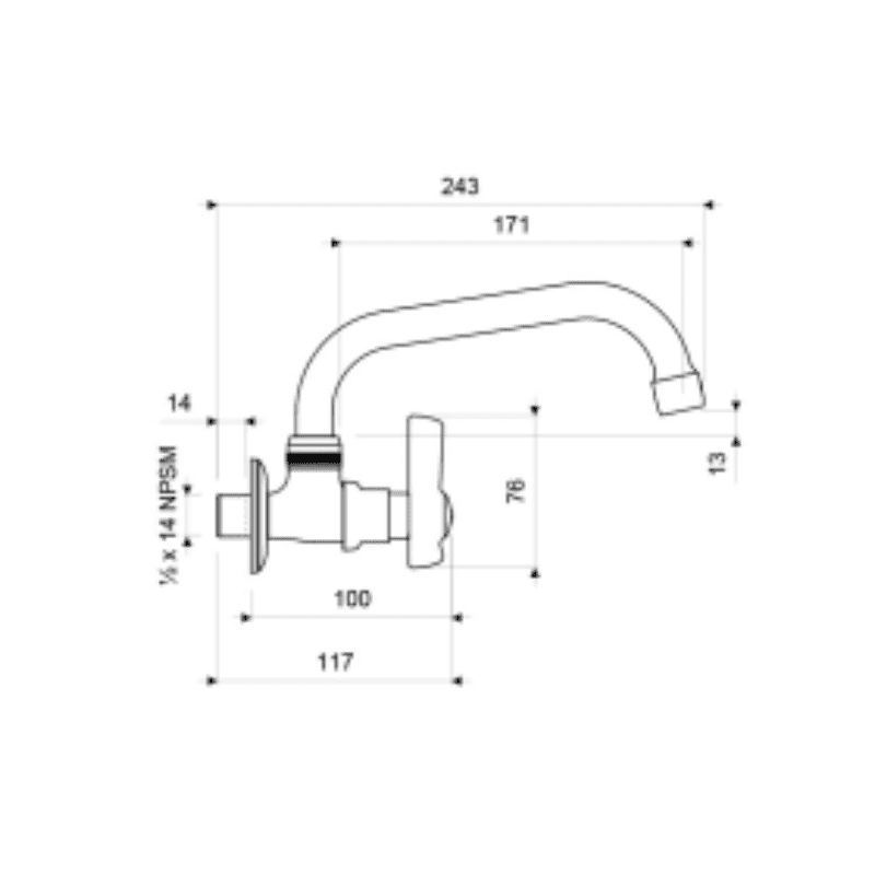 LLAVE FV PARED PICO ALTO-FIORI LEVER-CR (E420.01/27L CR)