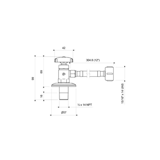 LLAVE F ANGULAR CON MANGUERA FLEXIBLE DE 12 (E266.02 DH CR)